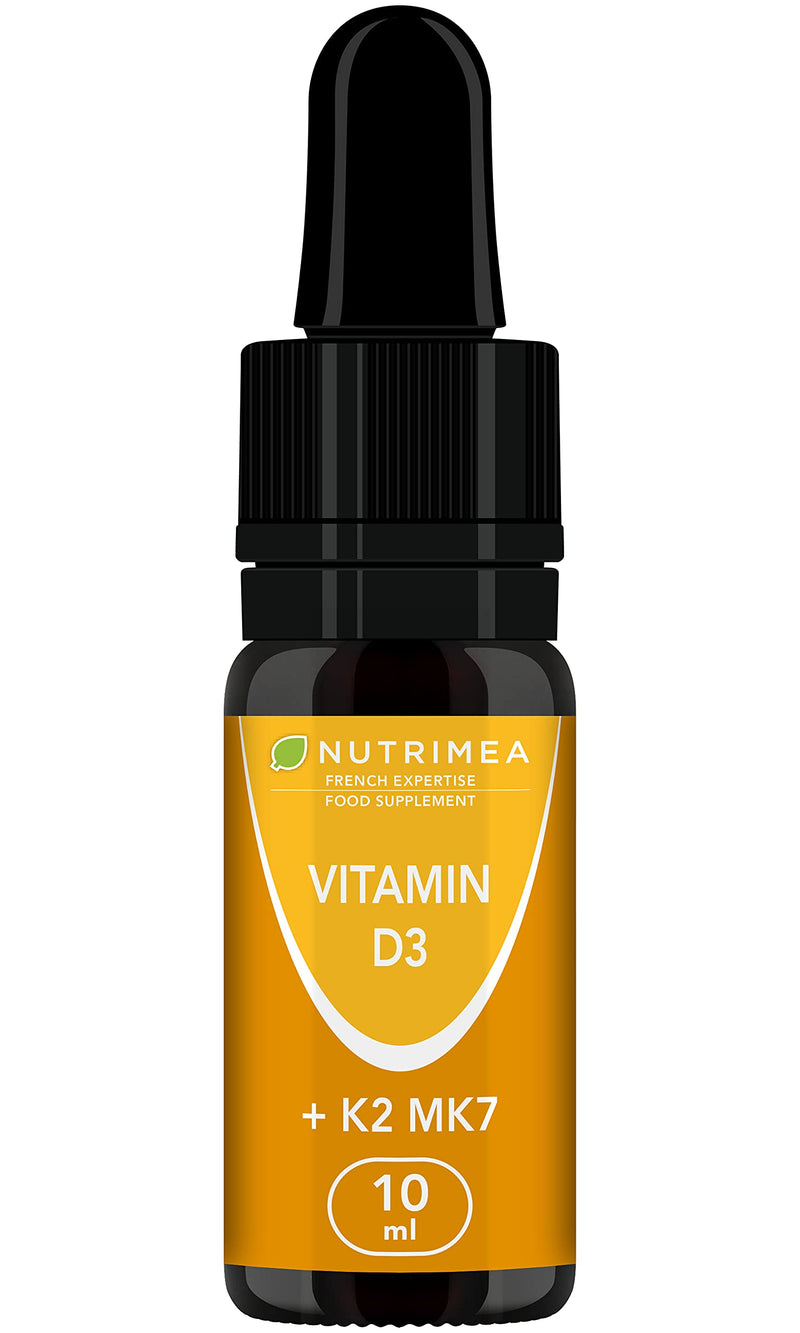 Vitamins D3 K2 MK7 Oil Form Supplement - Natural, 100% Purity, with Olive Oil - Fortifies The Immune System, Bones, Muscles and Teeth - 10ml Dropper Bottle