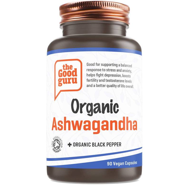 Organic Ashwagandha and Black Pepper Vegan Capsules|Certified Organic by Soil Association - Made in UK with Ayurveda Formula | Herbal Supplement 90 Capsules