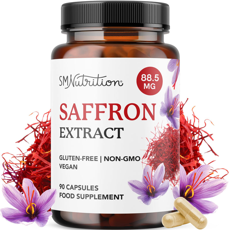 Saffron Supplement | Pure 4:1 Saffron Extract Capsules | Supports Mood, Focus, Eye Health & Energy Balance | Crocus Sativus Extract | Vegan, Gluten-Free & Non-GMO | 3-Month Supply | 90 Capsules
