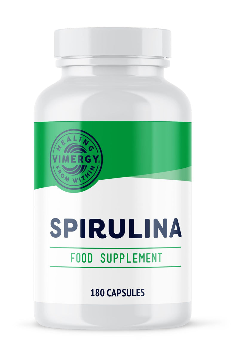 Vimergy Spirulina Capsules, 30 serv. – Easy to Digest – Powerful superfood – Vegan Supplement – Formulated Without Anti-Caking Agents, fillers, or Added Color– Non-GMO & Gluten-Free (180 caps)