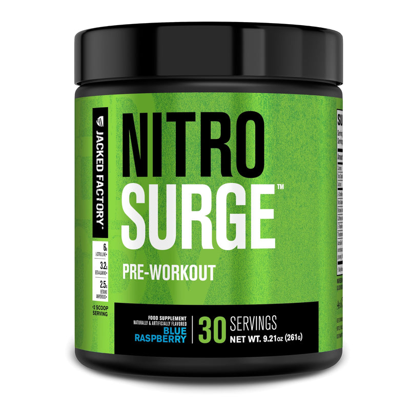 Nitrosurge Pre Workout Powder - 6g L-Citrulline, 3.2g Beta Alanine, 2.5g Betaine Anhydrous, 360mg Caffeine Anhydrous - 30 Servings, Blue Raspberry 261 Grams (Pack of 1)