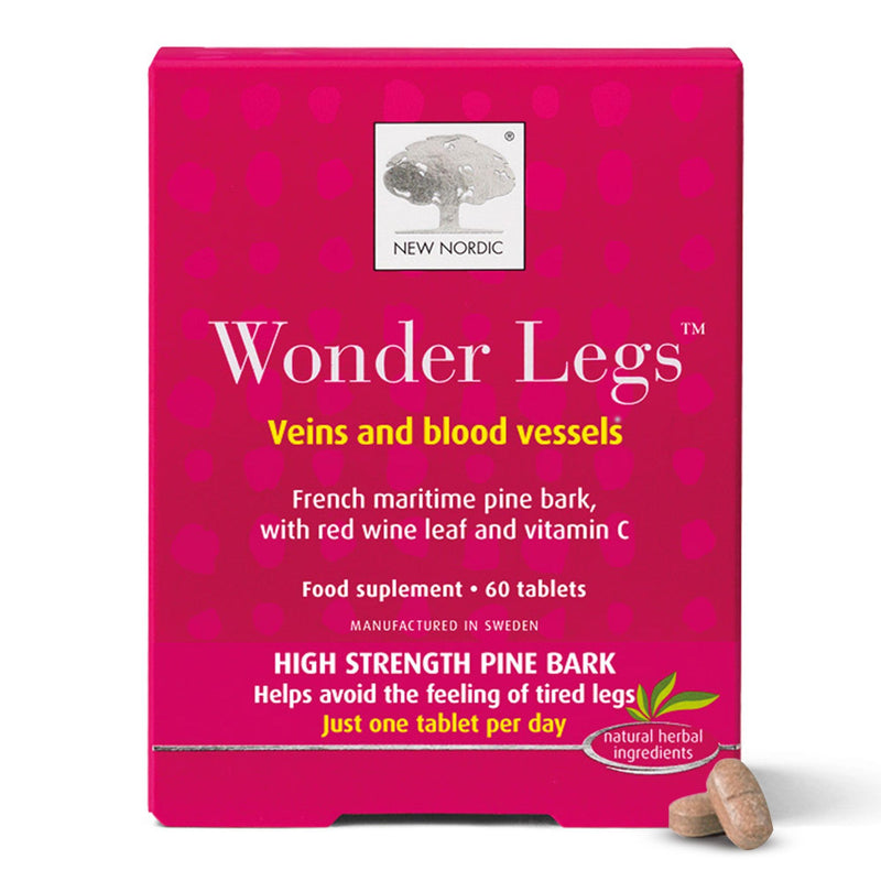 New Nordic Wonder Legs, High-Strength Pine Bark & Red Vine Leaf Extract with Vitamin C, Supports Normal Circulation & Vein Function, 60 Vegan Tablets 60 count (Pack of 1)