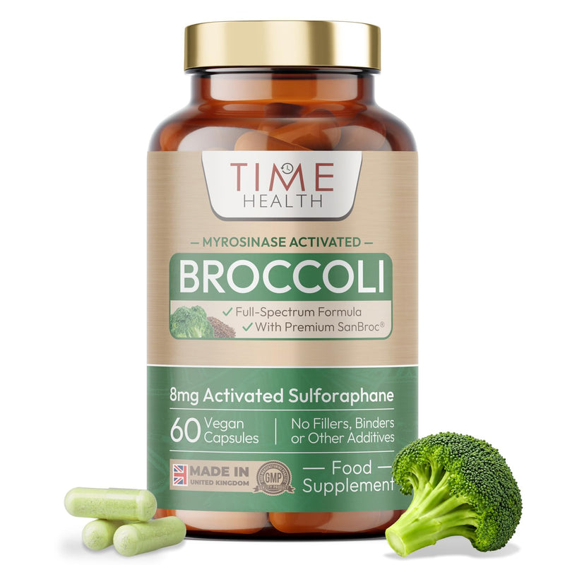 760mg Broccoli Extract – 64mg Glucoraphanin, Sulforaphane & Myrosinase – Full-Spectrum – Long-Lasting Antioxidant Properties – SanBroc® – Stomach Acid-Resistant – Vegan Supplement (60 Capsules)