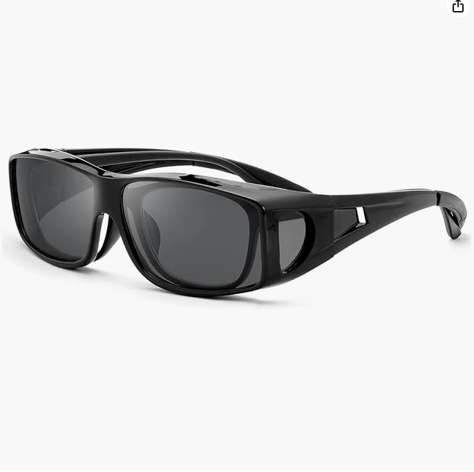 [Australia] - Polarized Over Glasses Anti-Glare UV 400 Protection for Men Women - Wrap Around Sunglasses/Fit-Over Prescription - Suit for Driving/Fishing/Golf Grey 