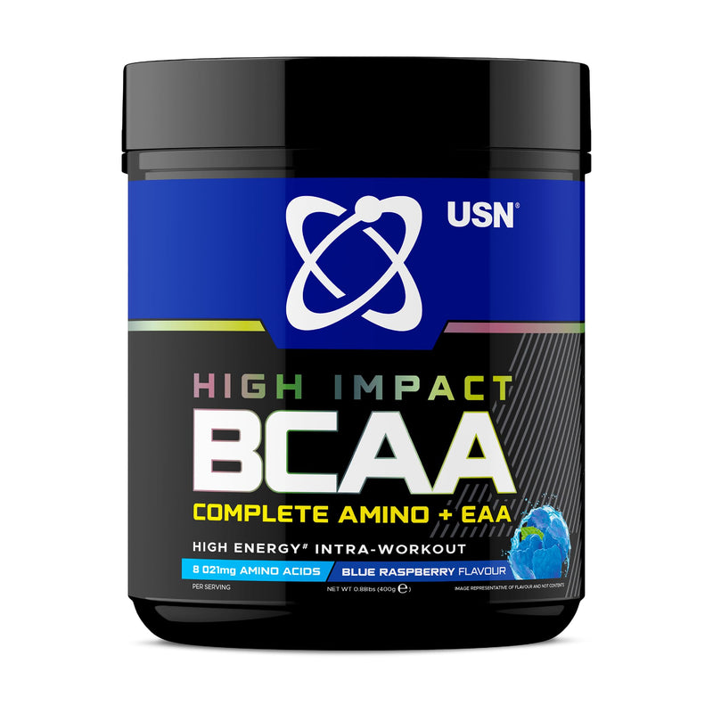 USN Complete Amino & EAA Intra Workout Powder, Blue Raspberry Flavour - 400g, Vegan Energy Drink, Premium BCAA Amino Acids & Glutamine Recovery Drink, High Impact Pre Workout & Post Workout Shake 400 g (Pack of 1)