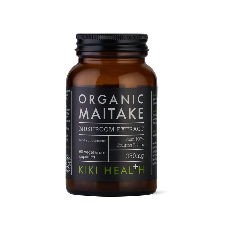 KIKI Health - Organic Maitake, Full-Spectrum Mushroom Extract - Standardised to 50% Polysaccharides - Made from 100% Fruiting Bodies - Natural Extract - 60 Veg Capsules