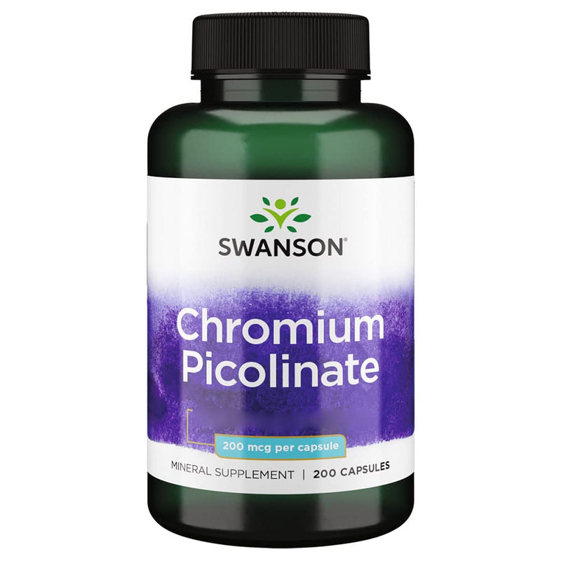 Swanson, Chromium Picolinate, 200mcg, Highly Dosed, 200 Capsules, Soy Free, Gluten Free, Non-GMO 200 count (Pack of 1)