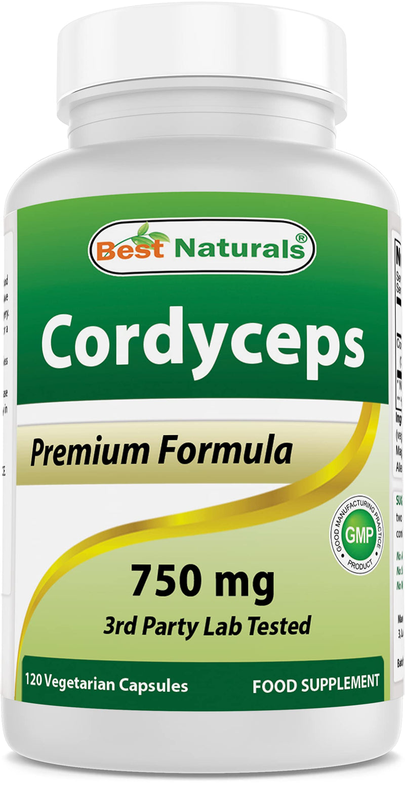 Best Naturals Cordyceps Sinensis Mycelium Mushroom Powder 750 mg 120 Veggie Capsules