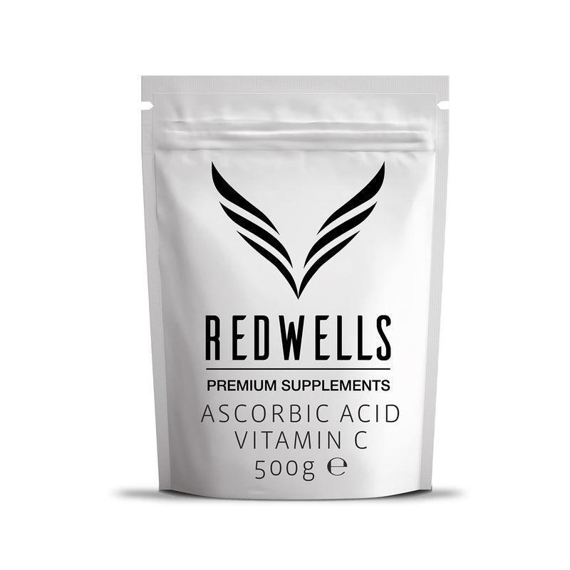 Vitamin C Powder REDWELLS Pharmaceutical Quality GMO Free & Vegan - 500g Pack 500 g (Pack of 1)