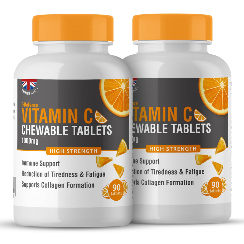 Vitamin C 1000mg Chewable 90 x 2, Supports Immune Health and Helps Fight Colds - Helps Reduce Tiredness and Fatigue 90 count (Pack of 2)