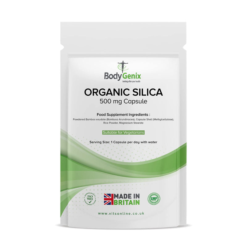 Bodygenix Silica 500mg Capsules Silicon Bamboo Extract Rich Supplement (120) 4 Month Supply… Orange 120 count (Pack of 1)