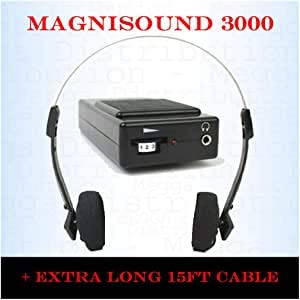 3000 Amplifier Device, Personal Sound/Voice Enhancer, Hearing Aid Listening Assistance Megaphone, TV/Audio Booster - with 15Ft Cable Included (Black)
