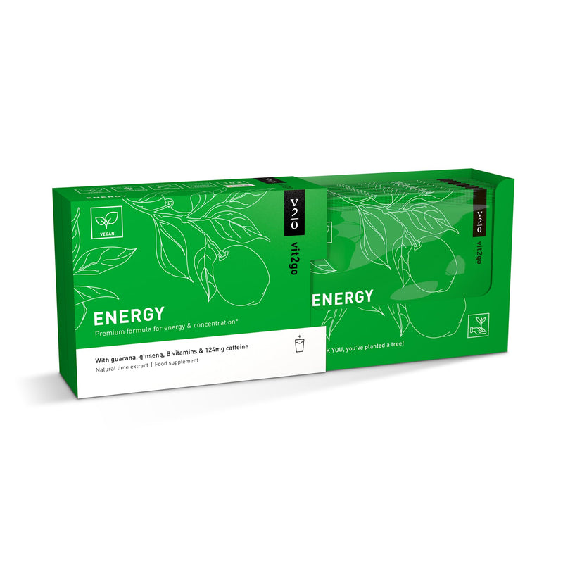 Natural Energy Drink Mix – 124mg Caffeine from Ginseng & Guarana | Sugar-Free, No Crash Pre-Workout Powder | B Vitamins, Magnesium & Zinc | Focus & Performance | Keto, Vegan | 10 Sachets 10 Count (Pack of 1)