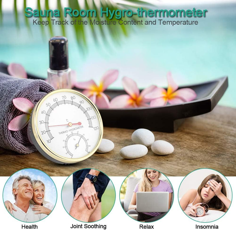[Australia] - Fdit 2-In-1 Stainless Steel Sauna Thermometer Hygrometer Thermo-Hygrometer Indoor Sauna Equipment Accessory 