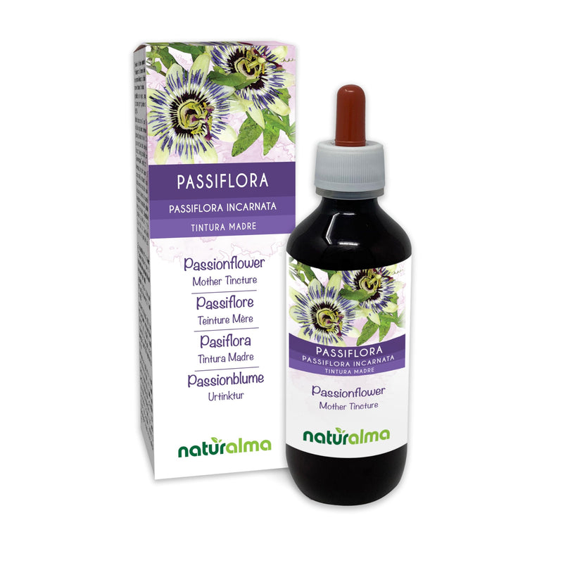Passionflower (Passiflora incarnata) herb with Flowers Alcohol-Free Mother Tincture Naturalma - Liquid Extract Drops 200 ml - Food Supplement - Vegan 200 ml (Pack of 1)