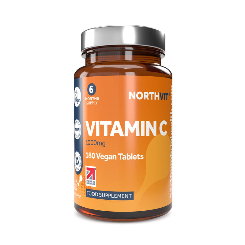 Vitamin C 1000mg – 180 Vegan Tablets (6-Month Supply) – High Strength Immune & Collagen Support – Made in UK – GMO & Gluten Free 180 count (Pack of 1)