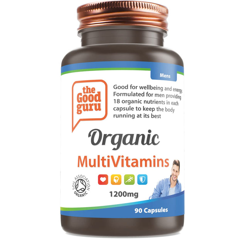 Organic Multivitamin for Men, Vegan Multivitamin Capsules - Multivitamin Capsules for Men with 18 Essential Active Vitamins & Minerals - (90 Capsules)