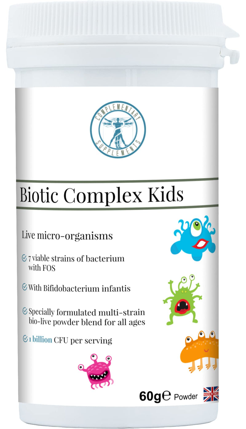 Biotic Complex Kids – 7-Strain Probiotic & Prebiotic for Children with Bifidobacterium Infantis – Gentle Digestive Support for Children – Tasteless, Easy Mix, 60g