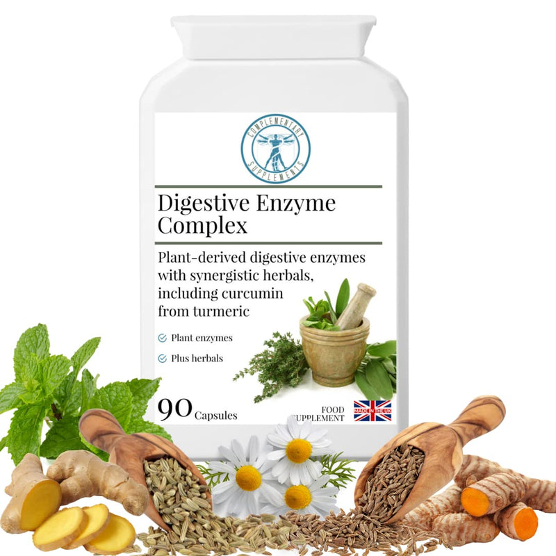 Digestive Enzyme Complex – Digestive Support & Bloating Relief with Betaine HCl, Lipase, Protease, Bromelain, Peppermint & Turmeric – Vegan – 90 Capsules