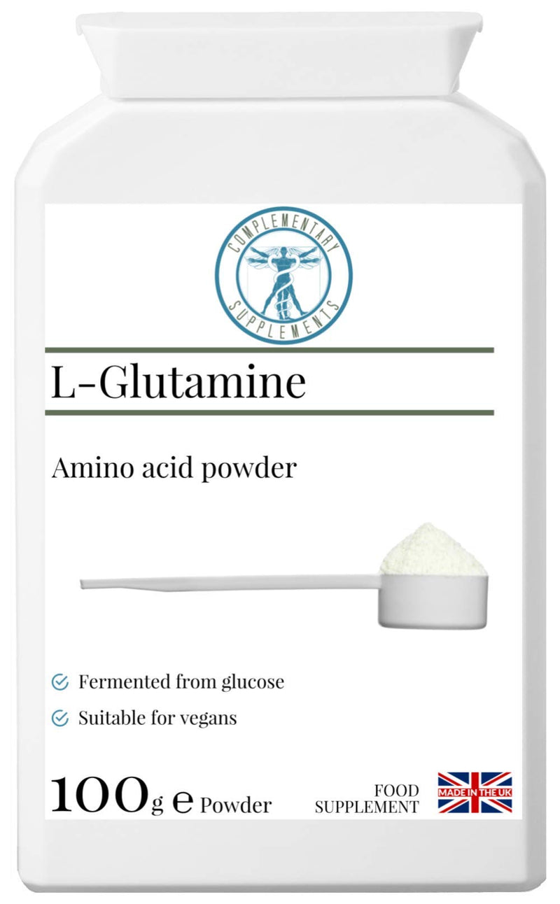 Pure L-Glutamine Amino Acid Powder - Unflavoured - Vegan - Free from Preservatives - Made in UK - 100g