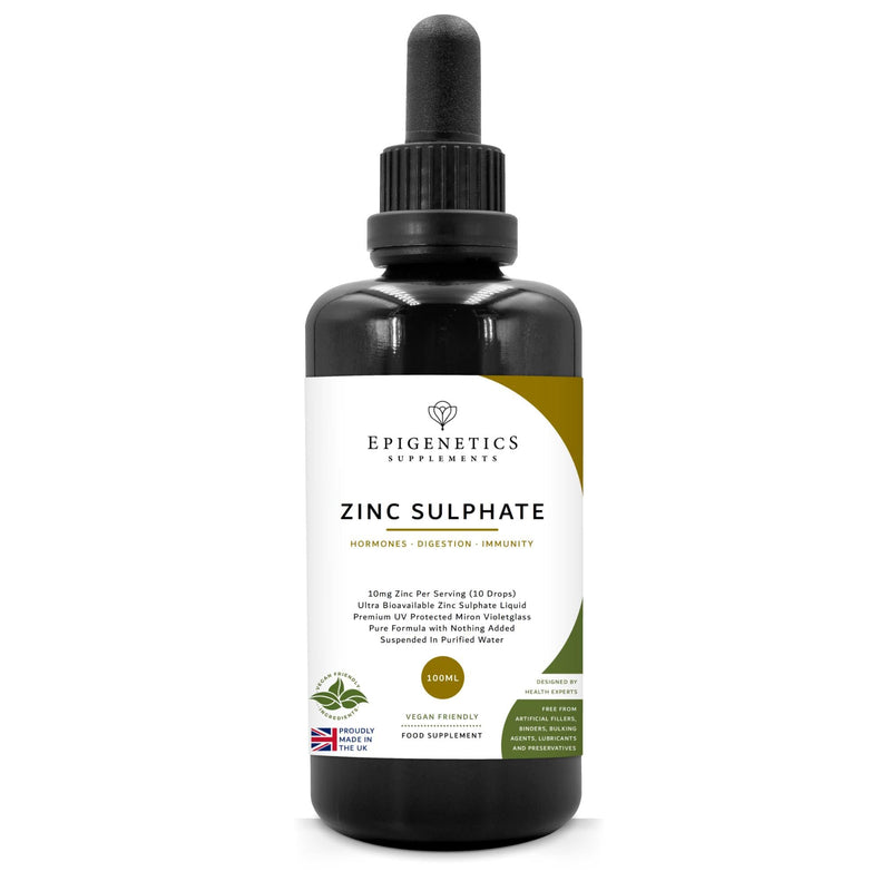 Zinc Sulphate 100ml Liquid Supplement Drops | 4 Months Supply, 133 Servings Per Bottle. No Sugar or Artificial Additives | 100% RI per Serving | UK Made & Vegan