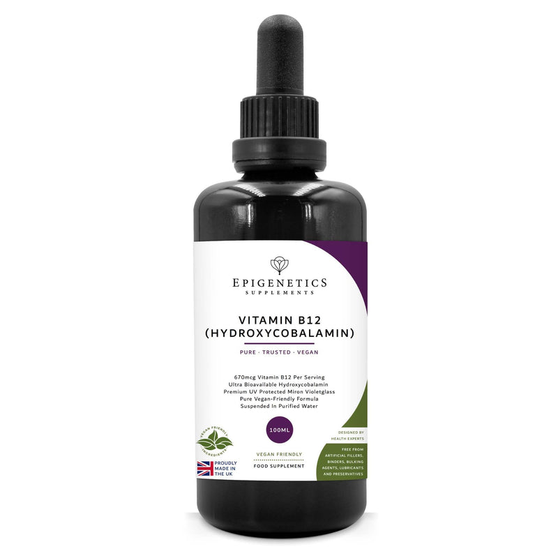 Vitamin B12 High Strength Hydroxycobalamin | 100ml Supplement Liquid Drops | 4 Months Supply, 133 Servings. Vitamins for Tiredness and Fatigue | UK Made & Vegan