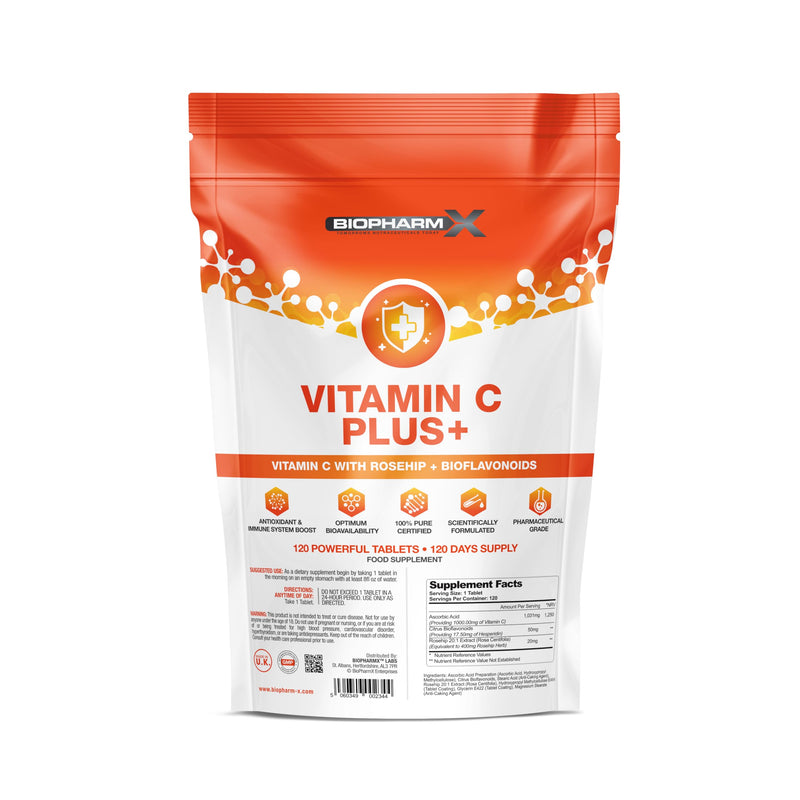Vitamin C 1000mg Chewable Tablets - 4 Month Supply - High Strength with Rosehip & Bioflavonoids for Immune Support, Energy & Fatigue Reduction