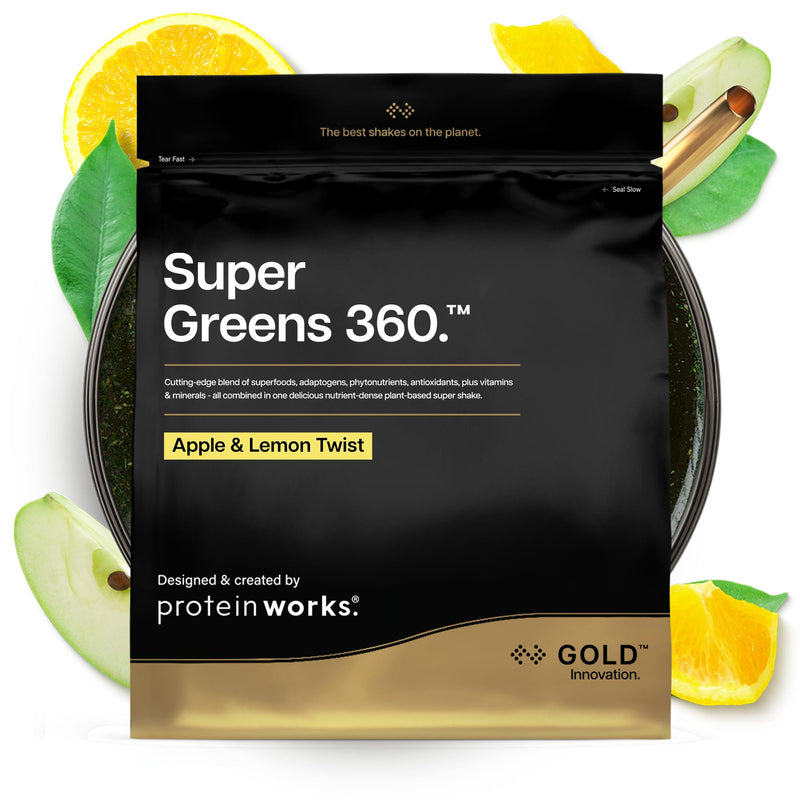 Protein Works | Super Greens 360 - Gold Innovation, Enhanced Greens Powder, 159 Health Benefits, Antioxidants, Superfoods, Adaptogens, Vegan, Apple & Lemon Twist, 41 Servings, 500g 500g (41 Shakes)