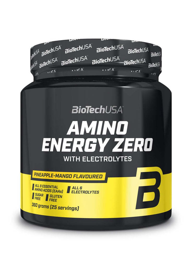 BioTechUSA Amino Energy Zero with Electrolytes | Pre-Workout | 9 Essential Amino Acids | Caffeine | Sugar-Free, Gluten-Free, 360 g, Pineapple-Mango