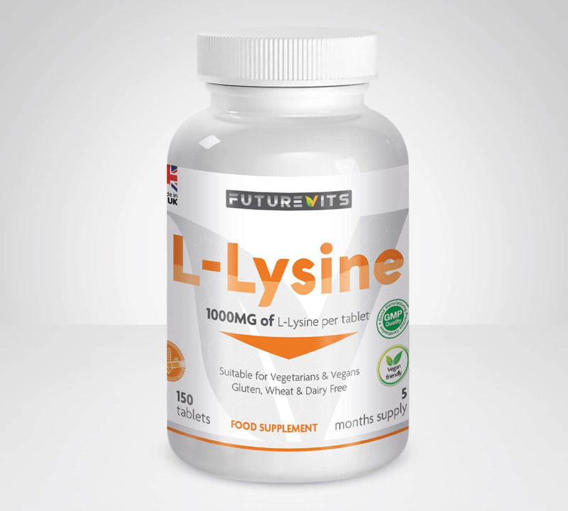 L-Lysine 1000mg 150 Tablets 5 Month Supply Vegetarian and Vegan Friendly Made UK Futurevits