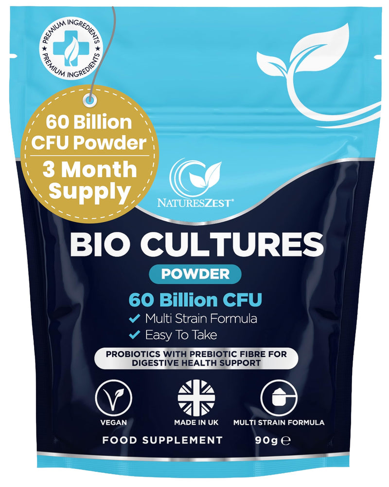BIO Cultures Complex Probiotics - Fibre Powder - Pre and Probiotics for Gut Health | 9 Strain- 60 Billion CFU Fibre Supplement for Men & Women | Gut Health Supplements Vegan,Gluten Free | 90 Servings