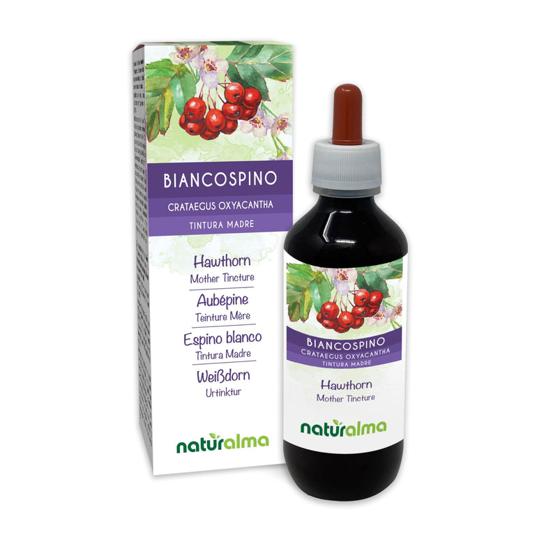 Hawthorn (Crataegus oxyacantha) Flowers and Leaves Alcohol-Free Mother Tincture Naturalma - Liquid Extract Drops 200 ml - Food Supplement - Vegan 200 ml (Pack of 1)