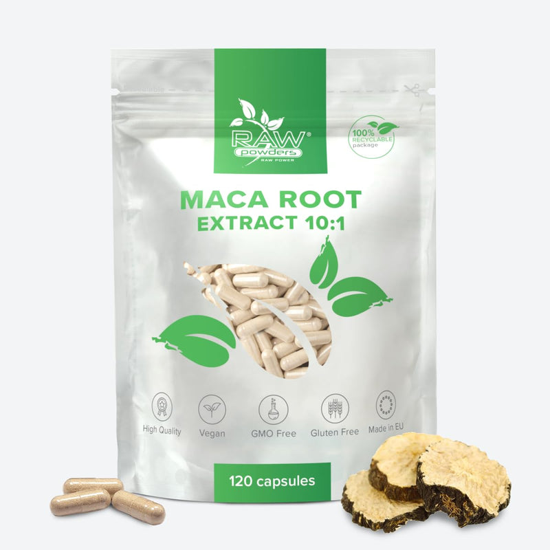 Maca Root Extract 10:1 – 500 mg – 120 Capsules | 4 Moths Supply | Vegan HPMC Capsules | GMO & Gluten Free | Raw Powders 120 count (Pack of 1)