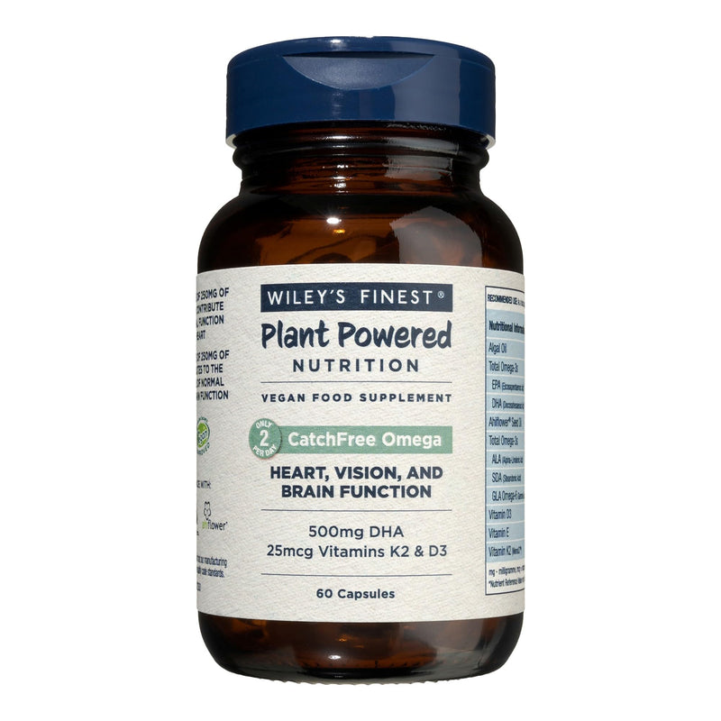 Wiley's Finest CatchFree Omega - Vegan, Non-GMO Fish Oil Alternative - Full Spectrum Omega-3 Liquid Supplement with Organic Plant-Based Algae Oil - 60 Softgels (60 Servings)