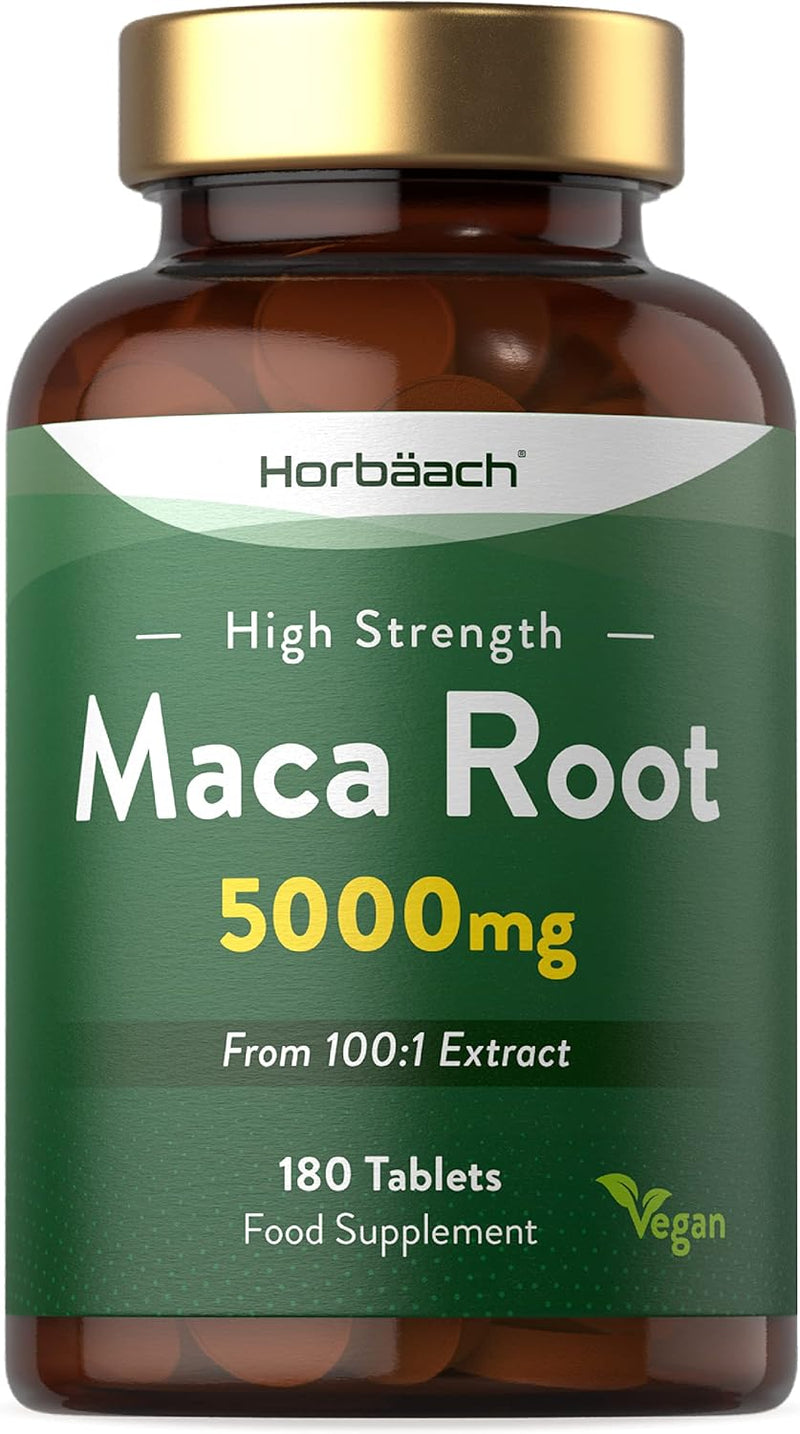 [Australia] - Maca Root 5000mg | 180 Vegan Tablets | High Strength Peruvian Maca Root Extract | Natural Booster Supplement for Men | Non-GMO, Gluten Free | No Artificial Preservatives 
