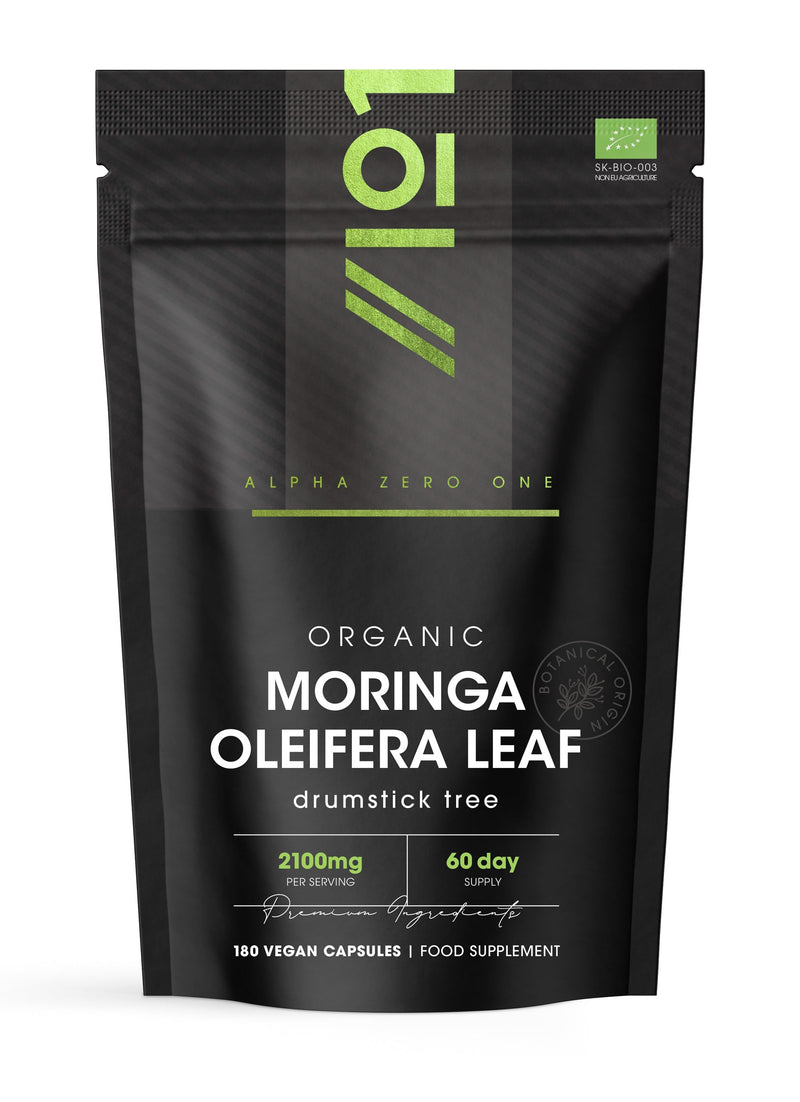 Organic Moringa 2100mg – 180 Vegan Capsules – Raw Moringa Oleifera Leaf Supplement – Rich in Vitamins, Antioxidants & Amino Acid – by Alpha01 1 count (Pack of 180)