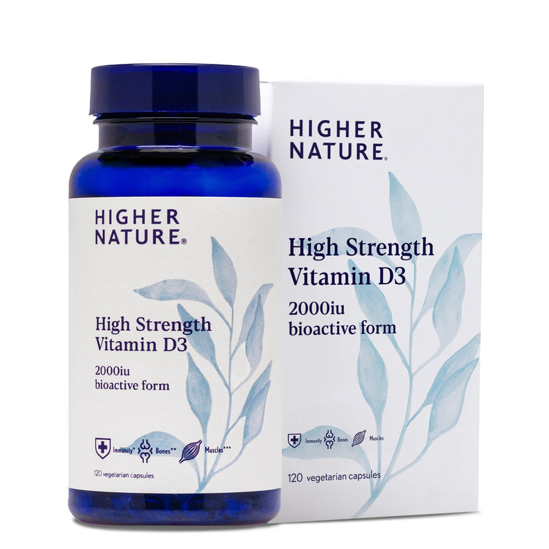 Higher Nature - High Strength - Vitamin D3 2000iu - Immune System Support - Bone & Muscle Support - Vegetarian Friendly - 120 Capsules 120 count (Pack of 1)