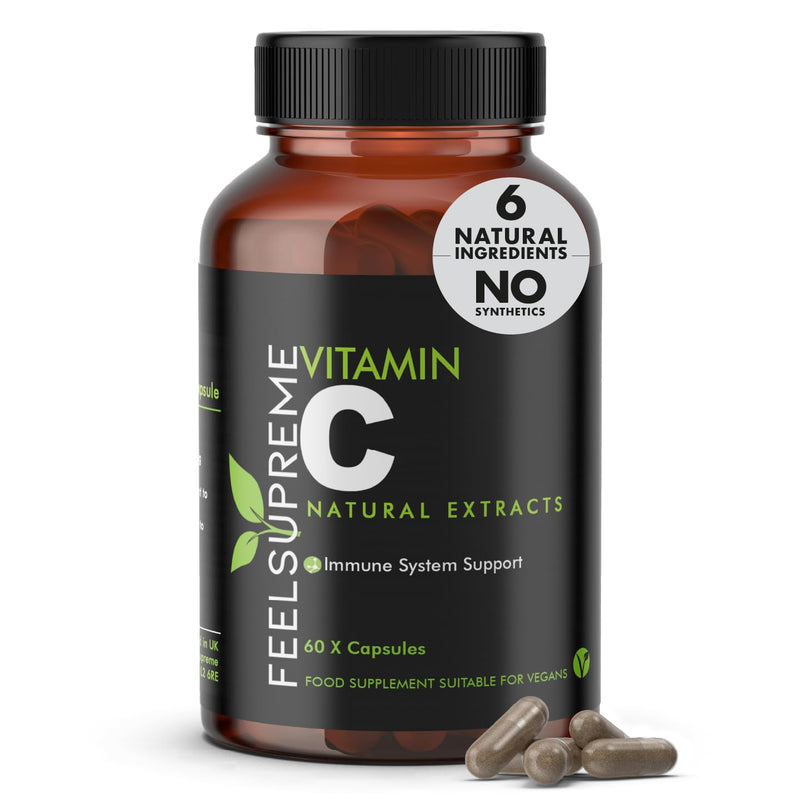 100% Natural Vitamin C Capsules - Immune System Booster, VIT C Supplement, Vitamin C 1000mg, VIT C 1000mg Capsules, Vitamin C Supplements - 60 Capsules