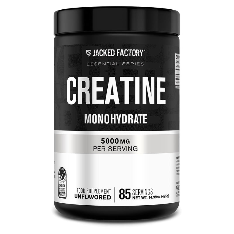 Jacked Factory Creatine Monohydrate 425g - 5g Creatine Powder per Serving, Informed Choice Certified - Increased Physical Performance* & Resistance Training Effects** - 85 Servings, Unflavoured 85 Servings (Pack of 1)