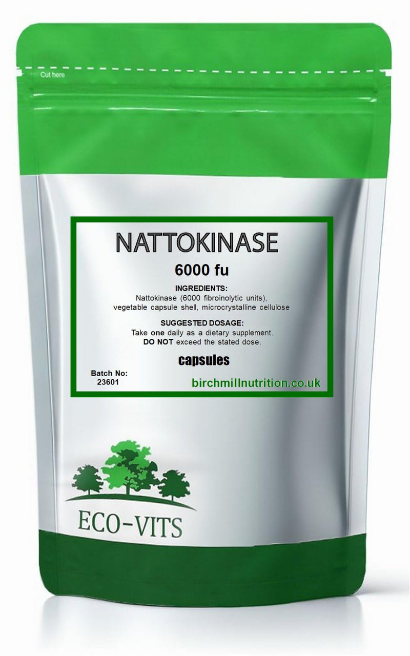 ECO-VITS Nattokinase 6000FU 120 Capsules Recyclable Packaging Sealed Pouch