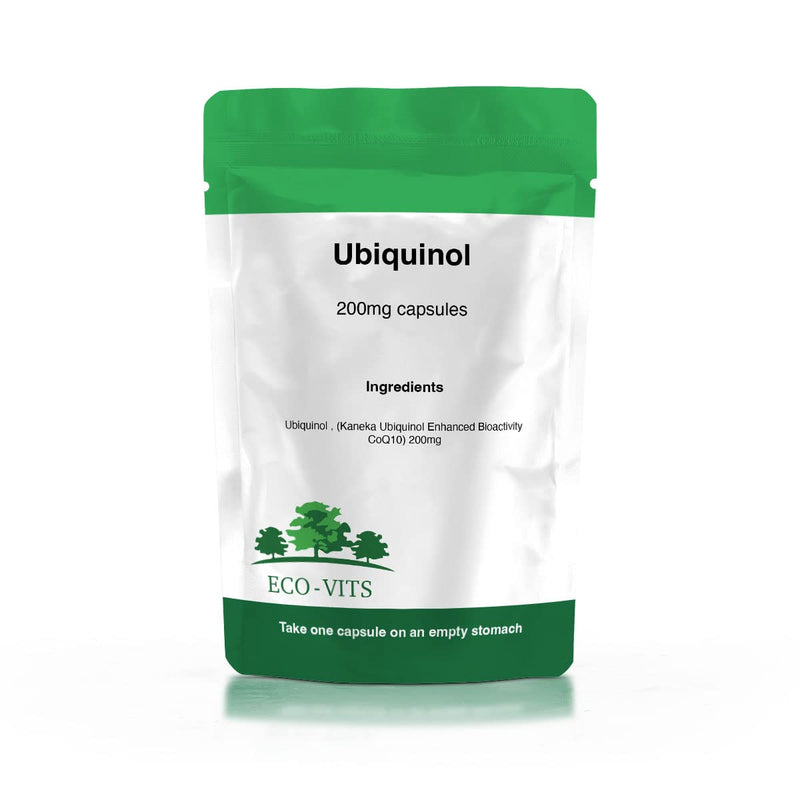 ECO-VITS Ubiquinol (200mg) 365 Soft Gels, Recyclable Packaging, Sealed Pouch. Supports Energy, Cellular Health & Antioxidant Protection – High Strength