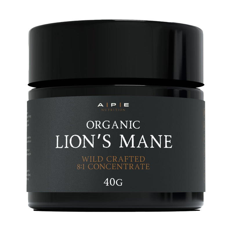 APE Nutrition Organic Lion’s Mane Mushroom Extract Powder - Certified Organic & Wild Crafted, Improves Memory & Focus, UK Supplements, Pure Concentrated Extract, 40G (40-80 Servings) Lion's Mane