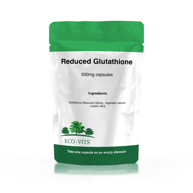 ECO-VITS GLUTATHIONE (Reduced) (500MG) 120 CAPS. Recyclable Packaging. Sealed Pouch