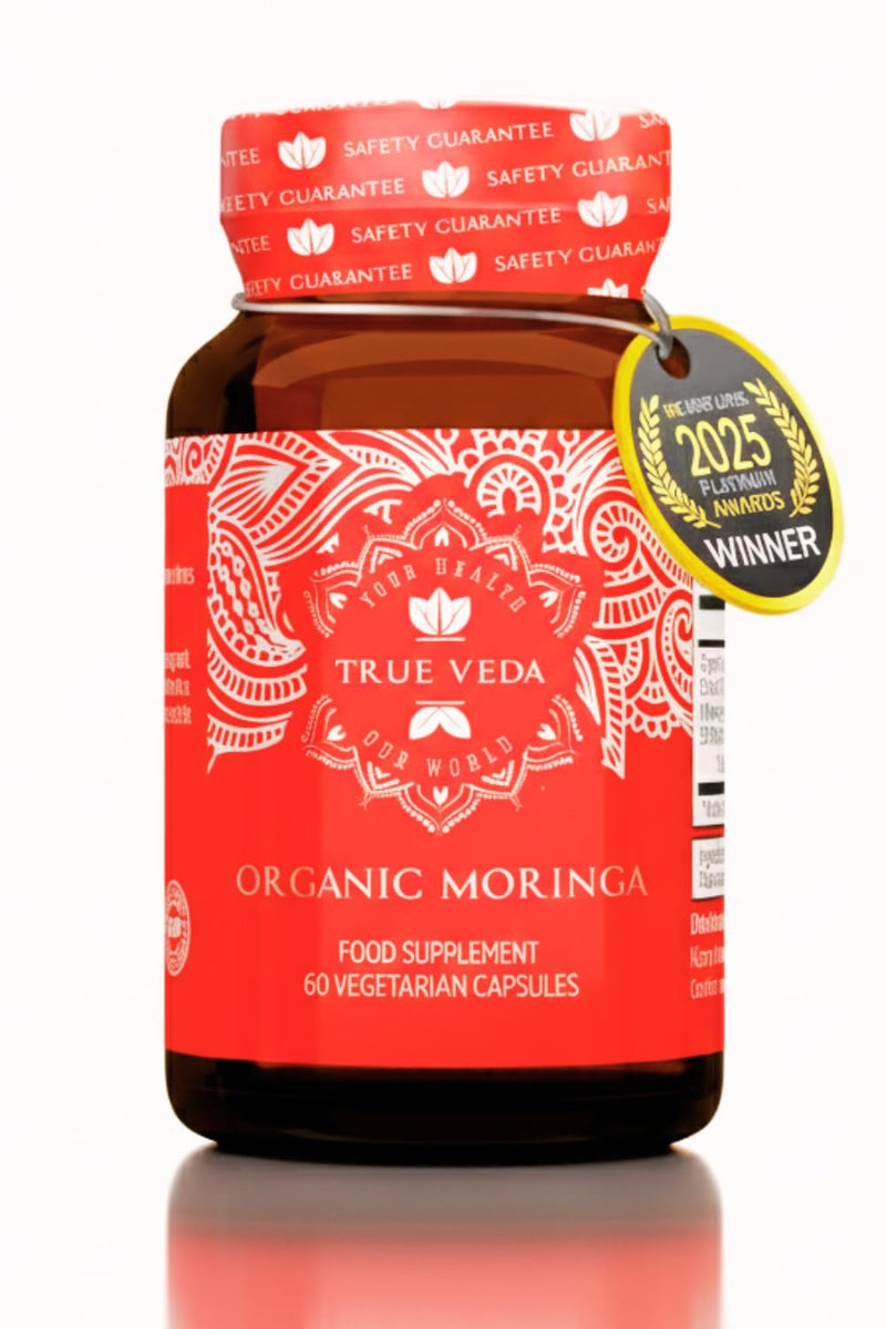 Organic Moringa Capsules - Pure Moringa Powder Leaf Supplement | Soil Association Certified Organic | UK Made Green Superplant Extract | 60 Natural Easy Swallow Ayurvedic Capsules 60 count (Pack of 1)