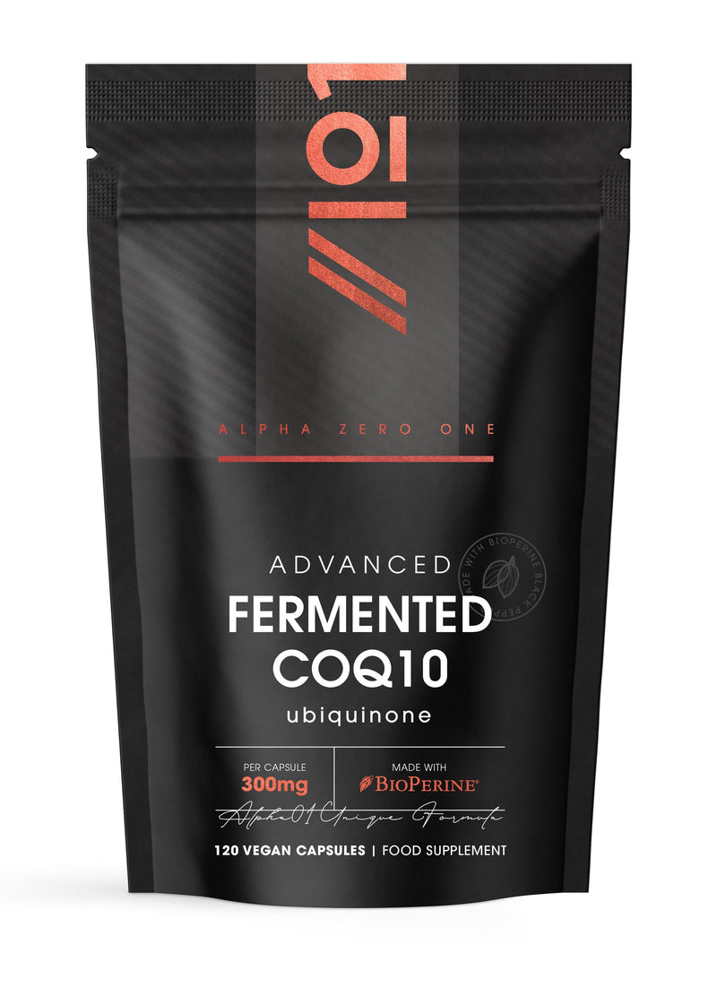 Fermented CoQ10 300mg – 120 Vegan Capsules – USP Grade Ubiquinone with BioPerine® Enhanced Absorption – Naturally Fermented Co Enzyme Q10 – by Alpha01 300mg (120 Count)