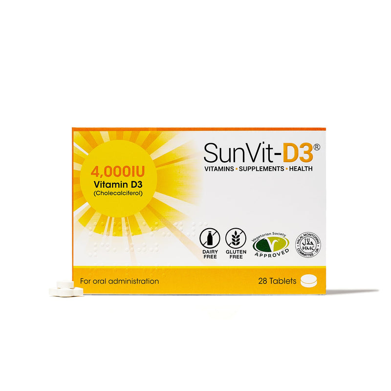 SunVit-D3 Vitamin D3 4000 IU Tablets | High Strength Vitamin D Tablets Supports Immune System, Bone, Teeth & Muscle Health | Gluten Free, Dairy Free | Vitamin D Supplements (28 Count)