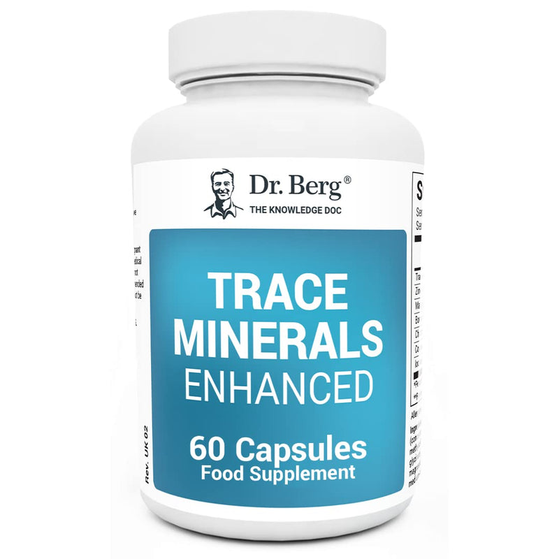 Dr. Berg's Trace Minerals Enhanced Complex - Complete with 70+ Nutrient-Dense Health Mineral - 100% Natural Ingredients - Dietary Supplements - 60 Capsules