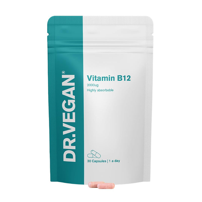 Daily Vitamin B12, 2000ug | High Strength Energy Support | 30 Vegan Capsules | 1-A-Day | DR.VEGAN®