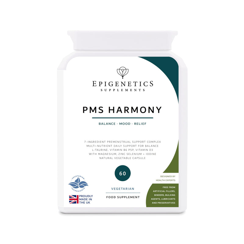 PMS Harmony | Hormonal Balancing Formula for Women | Premenstrual Relief Supplement | Hormone Control | 60 Vegetarian Capsules by Epigenetics Supplements