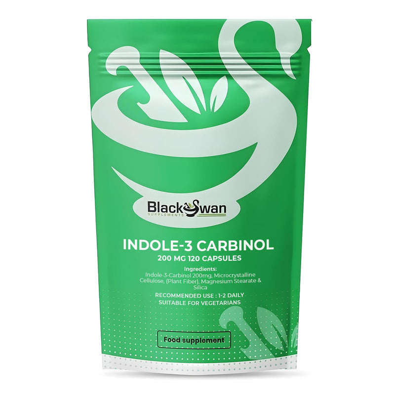 Black Swan Indole-3 Carbinol Capsules - 200mg Antioxidant Formula Hormonal Balance Immune System Detox Overall Wellbeing Natural Health Supplement - 120 Vegan Capsules 4 Month Supply 120 Caps